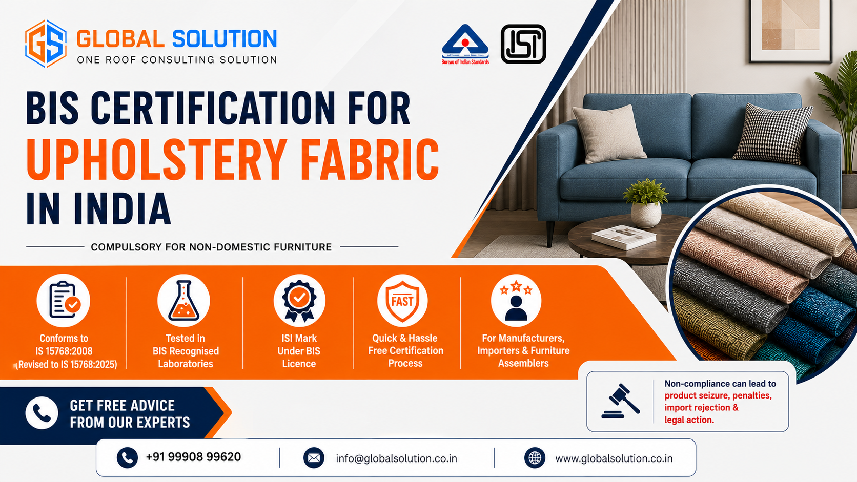 BIS Certification for Upholstery Fabric in India IS 15768